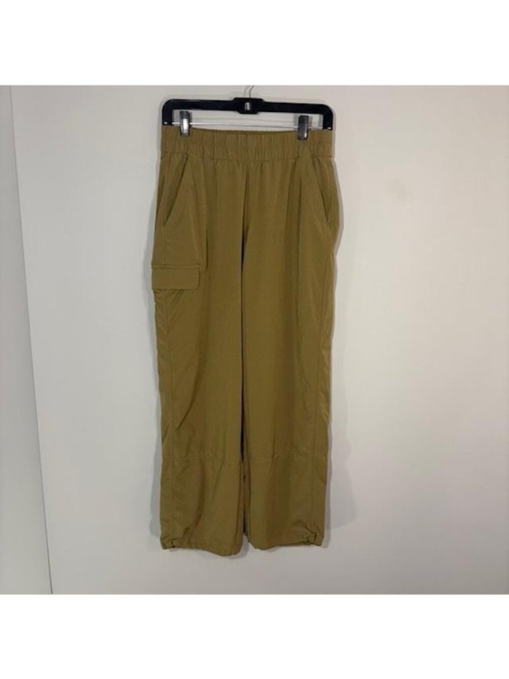 Athleta Pants Womens XS Beige Ankle Wide Leg Elastic Waist Cargo Pockets Hiking